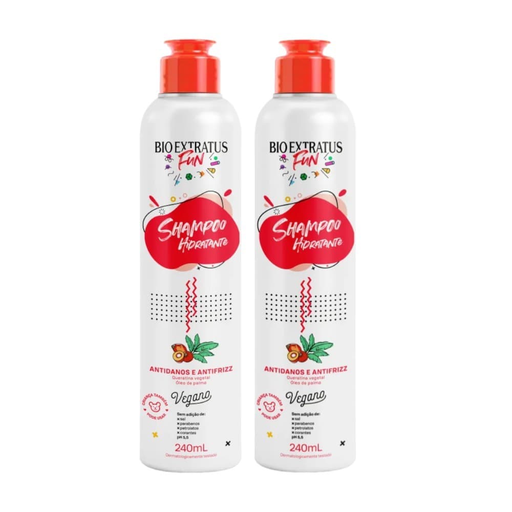 KIT 2 SHAMPOO TRATAMENTO FUN HIDRATANTE 240 ML BIO EXTRATUS