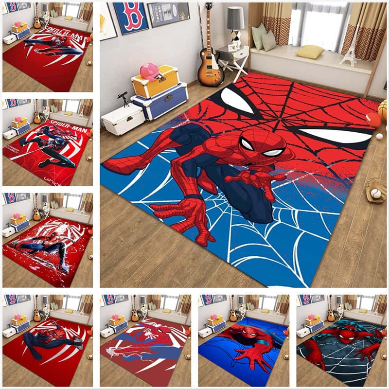Homem Aranha Super-Herói Marvel Cartoon Tapete Tamanho Grande Casa Sala De Estar Área Absorção De Água Antiderrapante Es