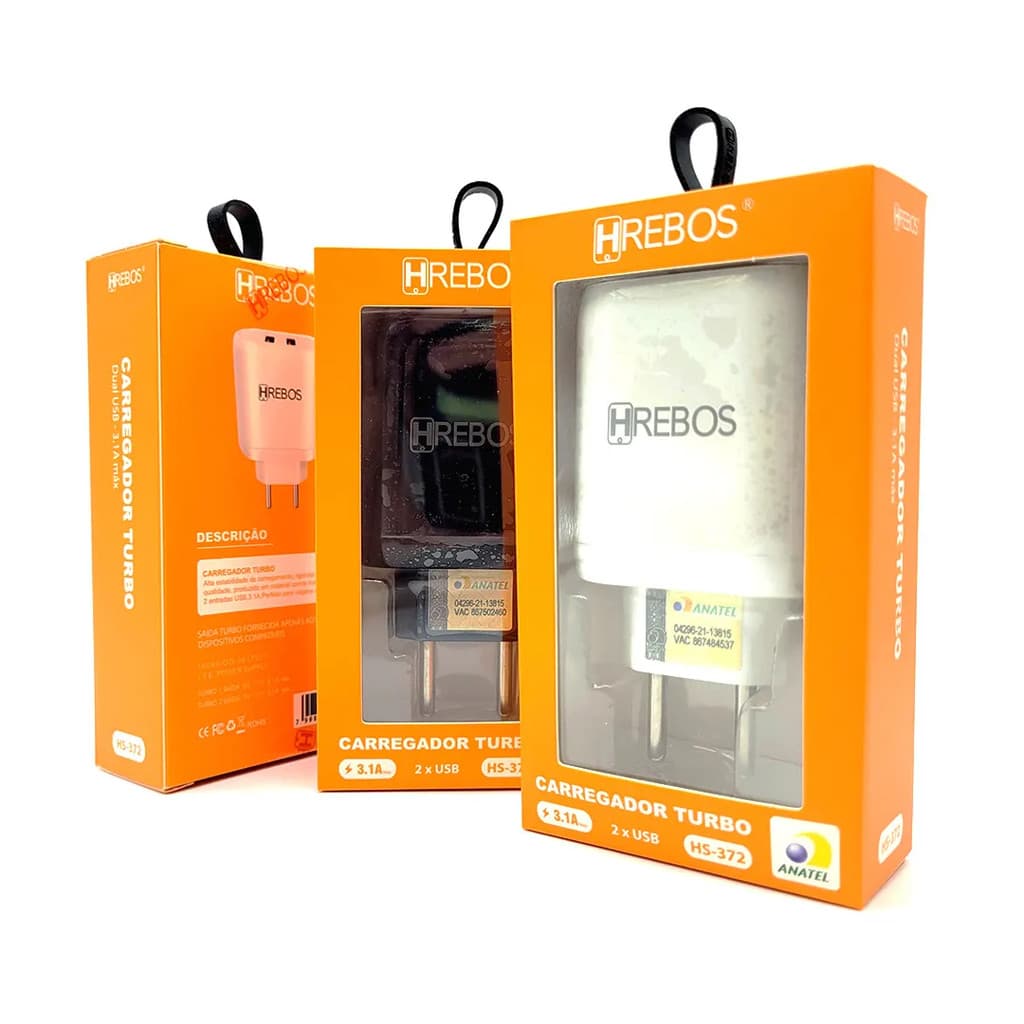 Kit 10pcs Carregador 3.1 Carregador Para V8 Carregador Para Iphone Carregador Tipo-C 2 Usb Carga Rápida HREBOS TURBO