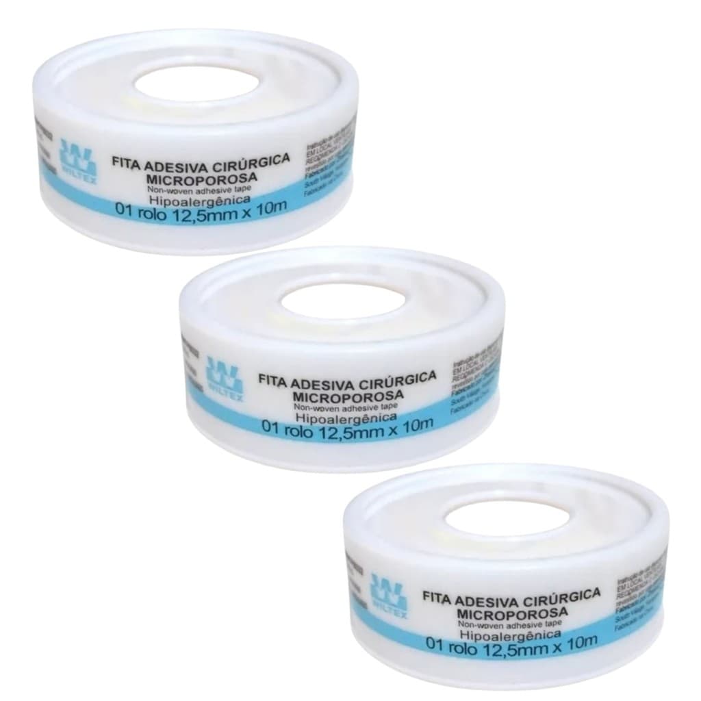 Kit 3 Fita Microporosa Branca 12,5cm X 10m - Wiltex