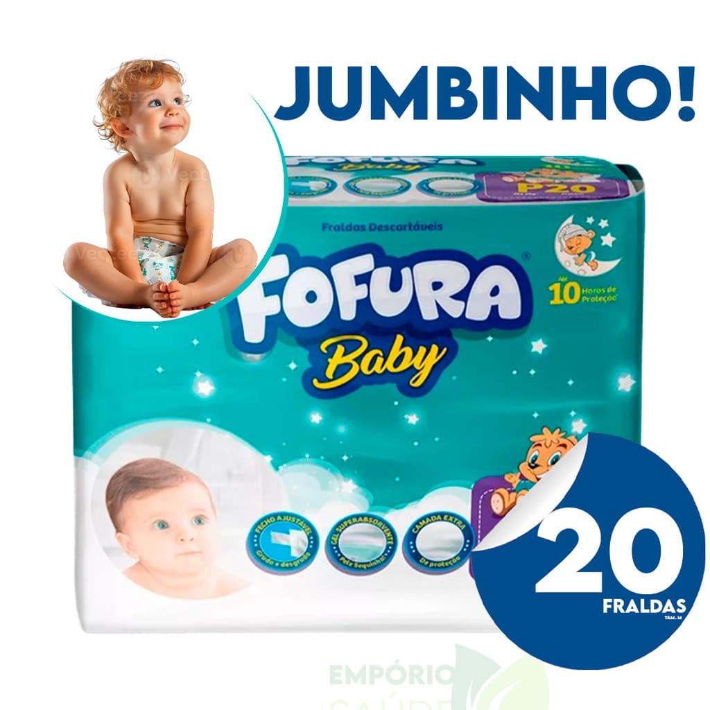 Pacotão 20un Fralda Descartável Jumbinho Infantil Fofura Baby Proteção Intensa Envio Imediato