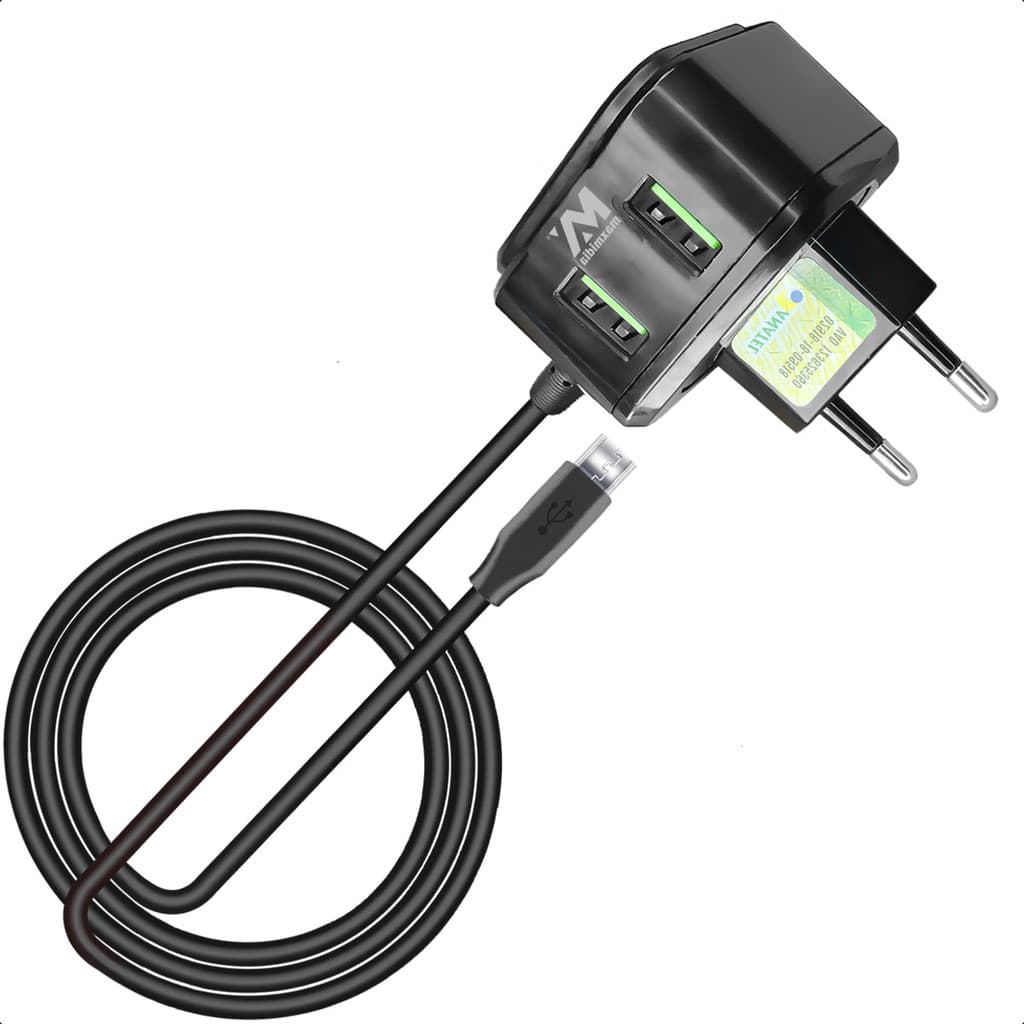 Fonte Carregador Micro USB V8 com 2 Entradas USB Rápido para Celular