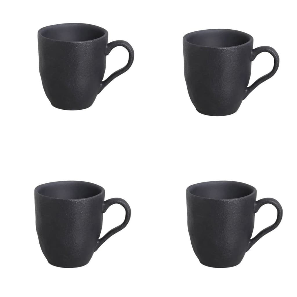 Conjunto Com 4 Canecas Café Chá Cafeteria Orgânica Preto Matte