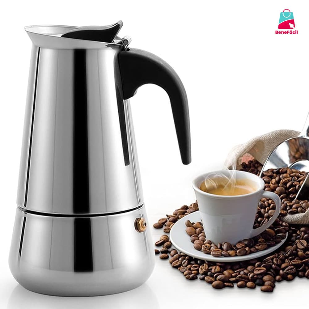 Cafeteira Italiana 9 Xícaras Inox - Expresso com Alta Pressão e Moka 4/6 Xícaras para Cozinha