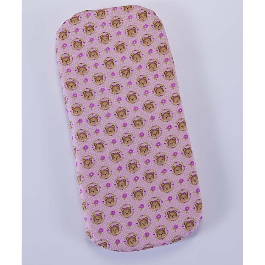 Colchão Para Carrinho Bebê Moisés Ursinha Rosa - Colchonete para carrinho de bebe Menina Oval Moisés Ursa Rosa
