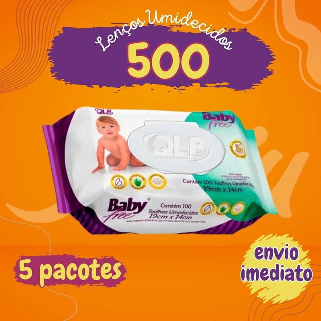 Kit Com 5 Toalhas Umedecidas Babyfree 500 Unidades