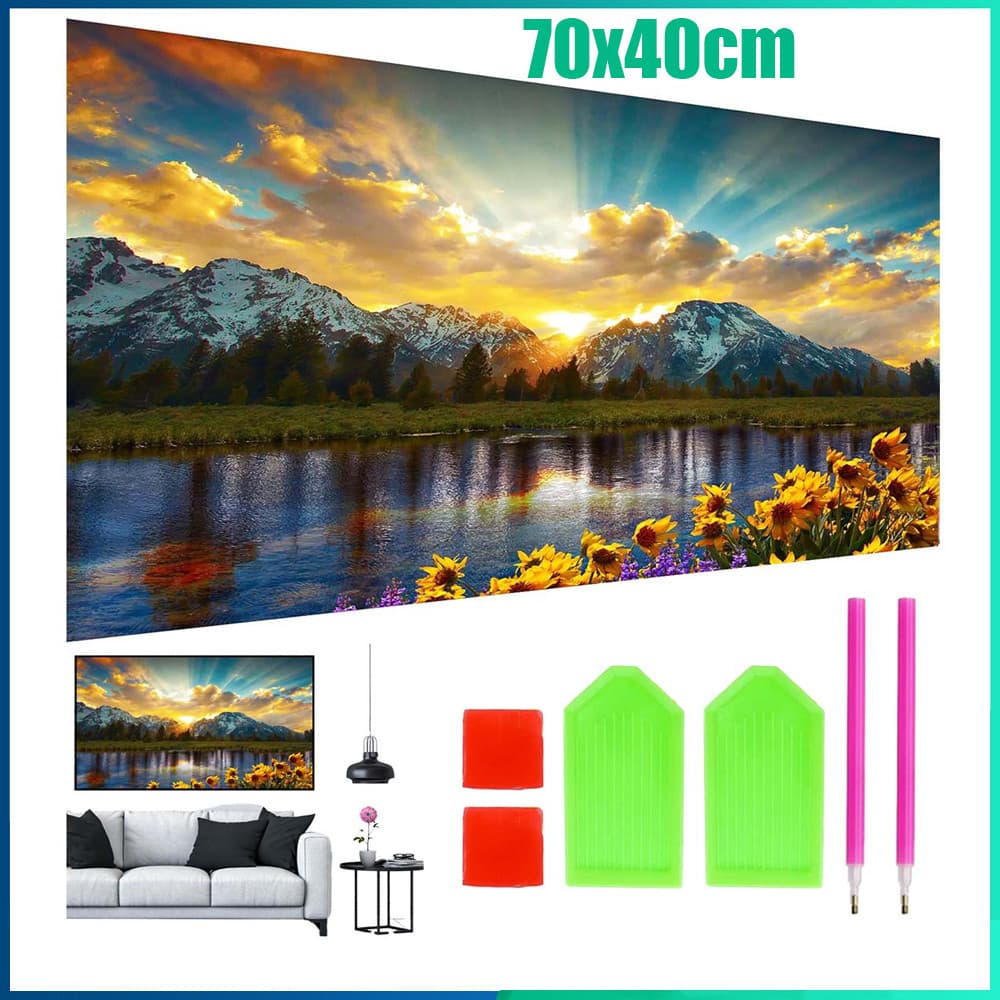 5d cheio de diamante lago rosto pôr do sol pintura diamante bordado arte decoração Kit ponto cruz presente DIY