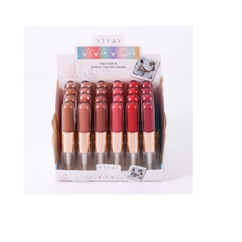 Batom Liquido Matte Top Coat Viva a Vida Vivai 1 Unidade