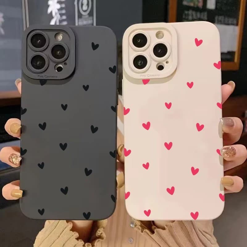 Bonito Pequeno Amor-Coração Caso De Telefone Para iPhone 14 15 16 17 Pro Max 11 12 13 XR X XS 7 8 Capa Macia