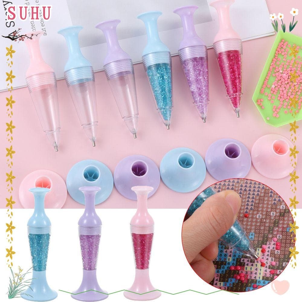 SUHU Ponto Broca Caneta Bordado Acessórios De Costura Cruz Vaso De Flores Forma 5D Pintura Diamante
