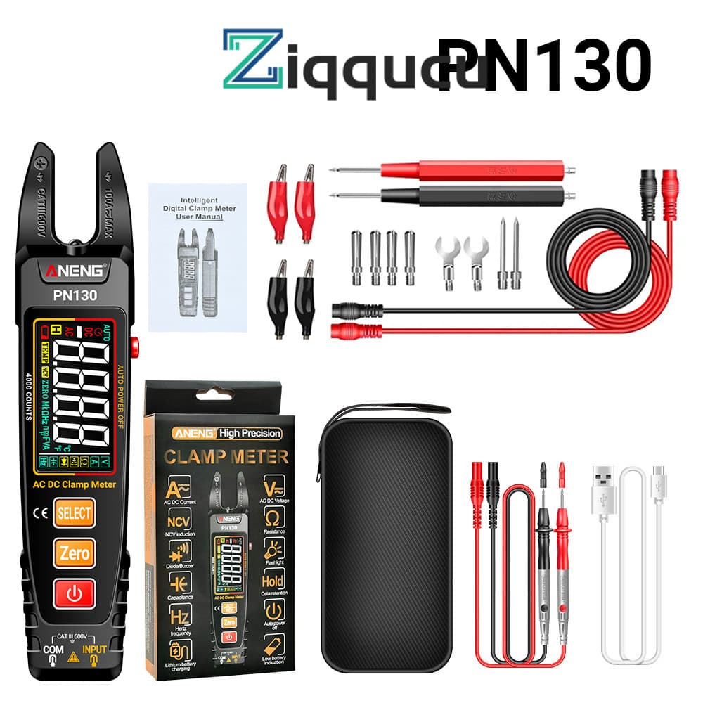 ZIQQUCU PN130 Alicate Amperímetro Digital Inteligente 4000 Contagem AC/DC Tensão Corrente Multímetro Portátil Testador D