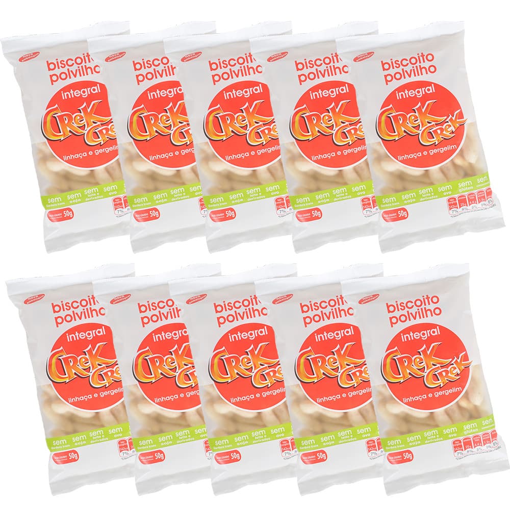 Kit 10 Biscoitos de Polvilho Vegano Lanchinho Saudável Sem Glúten Integral Linhaça e Gergelim