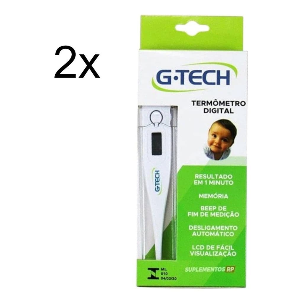 Kit 2 Unidades Termometro Axilar Digital G-tech Branco