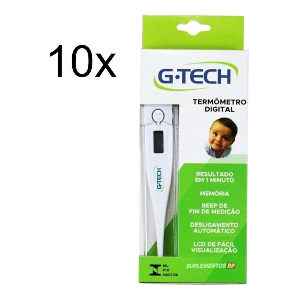 Kit Termometro Axilar Digital Branco 10 Unidades