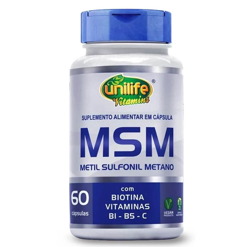 MSM METILSULFONILMETANO VITAMINAS BIOTINA B1 B5 VITAMINA C 60 CAPS UNILIFE 1 UNID
