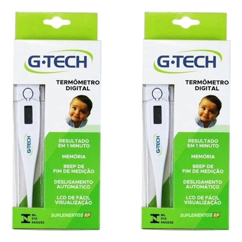 Kit 2 Unidades G-Tech Termômetro Digital TH1027 Branco