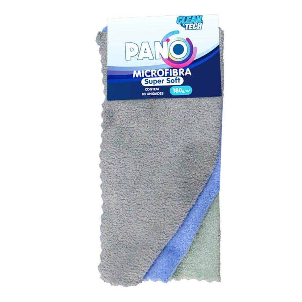 Kit 3 Panos De Microfibra Limpeza Cozinha Carro Vidros Multiuso Absorvente Sem Fiapo
