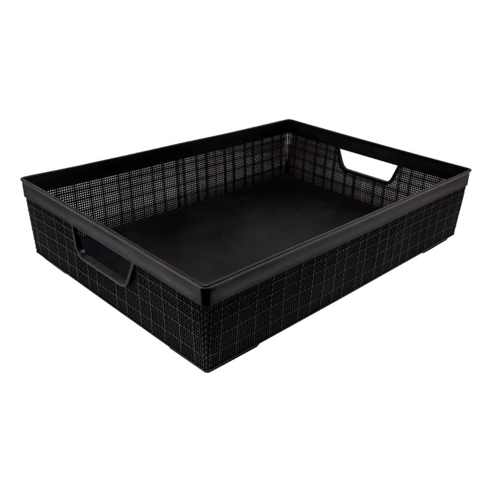 Cesta Organizadora Multiuso 11,5 Litros Preta Grande Caixa Gaveta Quarto Cozinha 45 x 32,5 x 10cm