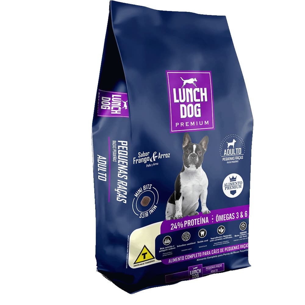 Ração para Cachorro Pequeno e Médio Porte Lunch Dog Premium 24% Proteína 20kg Frango e Arroz