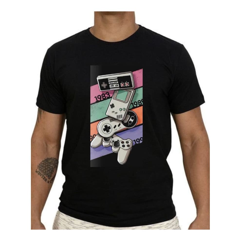 Camiseta Retro Gamer Videogame Controle Anos 80 90 Premium