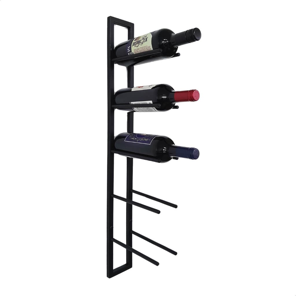 Adega Vertical de Parede Preta com Suporte para 5 Garrafas Vinho em Ferro Montada Direto de Fábrica