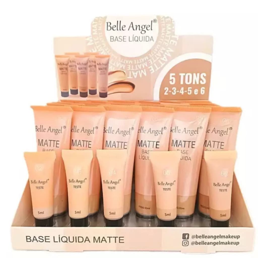 BASE LIQUIDA MATTE - BOX COM 24 PEÇAS - BELLE ANGEL