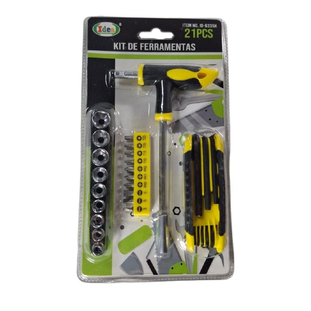 Kit Ferramentas Fenda Philips Torx Soquetes Allen Faz Tudo Amarelo Preto Manual Completo