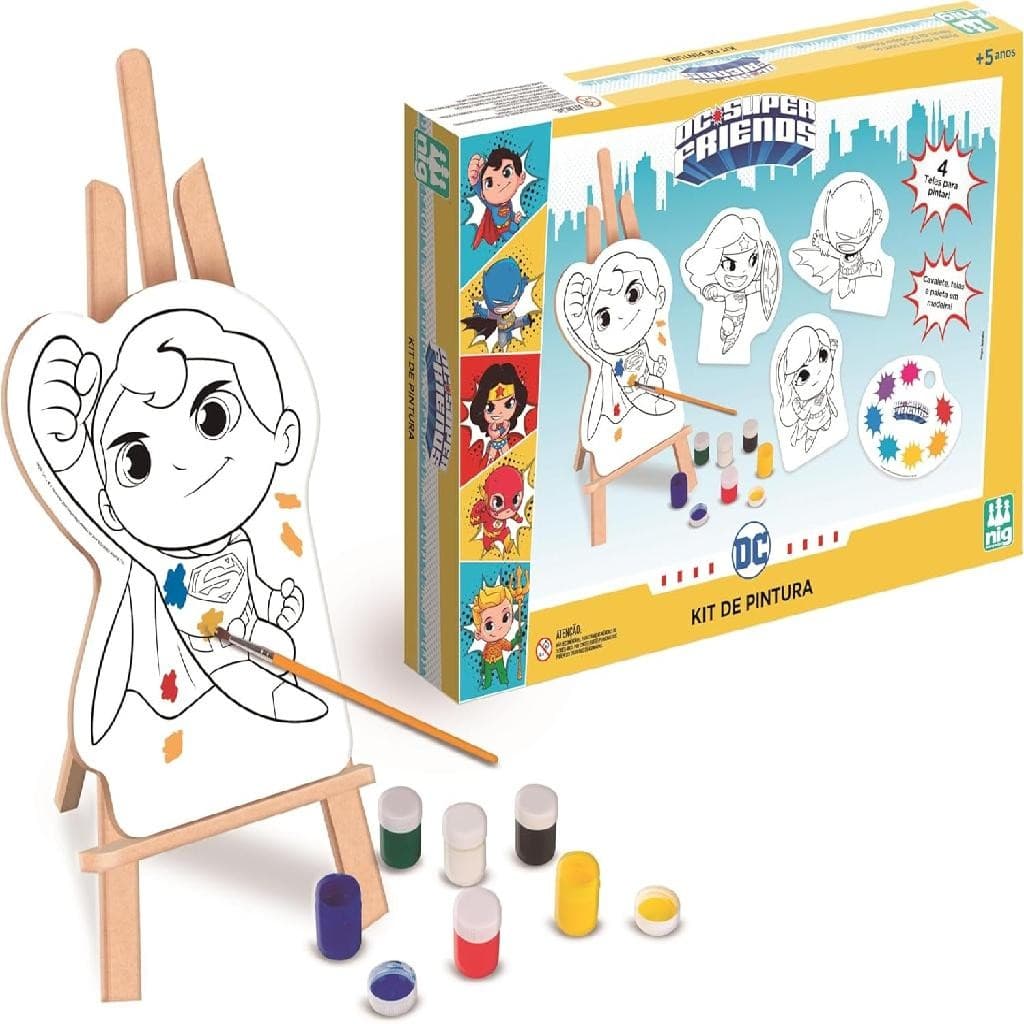 Kit Pintura Dos Super Amigos Super-Heroi Brinquedo Educativo Infantil Em Madeira - Nig Brinquedos