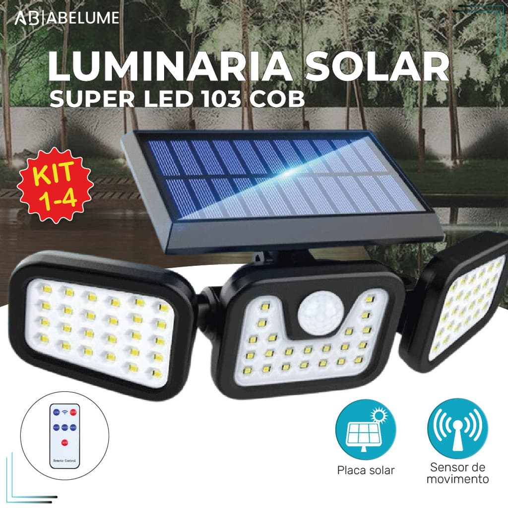 variação de 1 a 4 itens Luminária Solar Led 10W com Sensor de Movimento Luz Fria Ajustável para ambientes externos