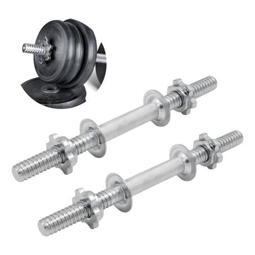 Barra Halter 40cm Rosca Maciça Com Arruela De Proteção 2 Un Cromado Antiderrapante Aço Inox Curta Musculação Academia