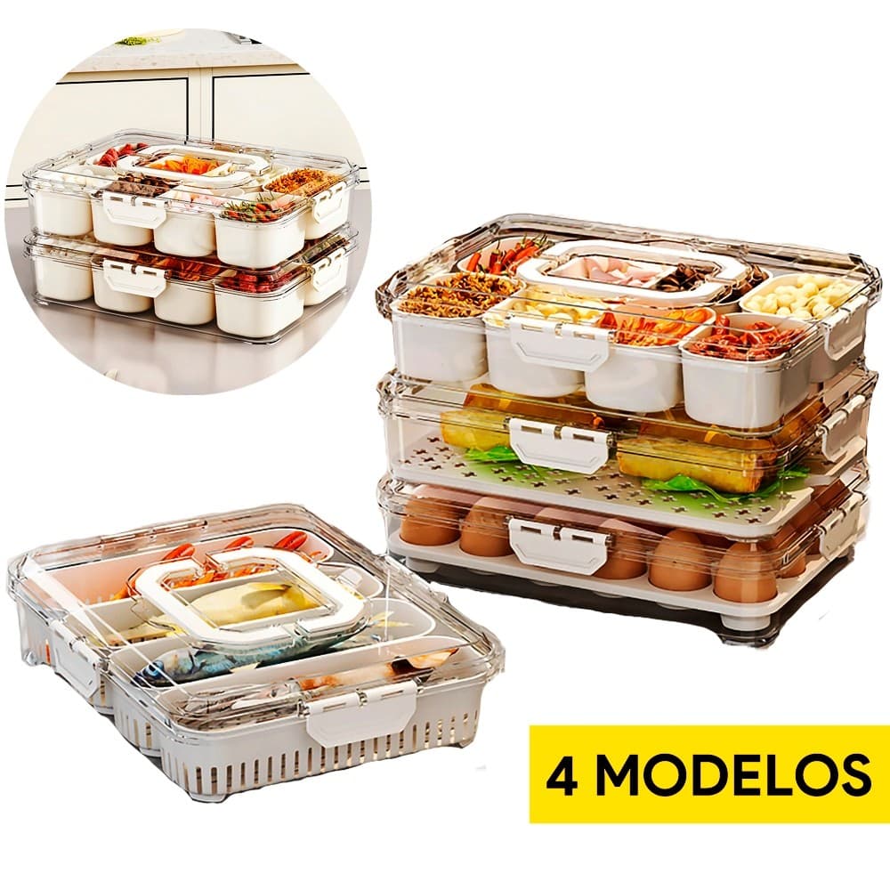 Organizador de Geladeira Multiuso Cesto Com Tampa Cozinha Alimentos Verduras e Vegetais