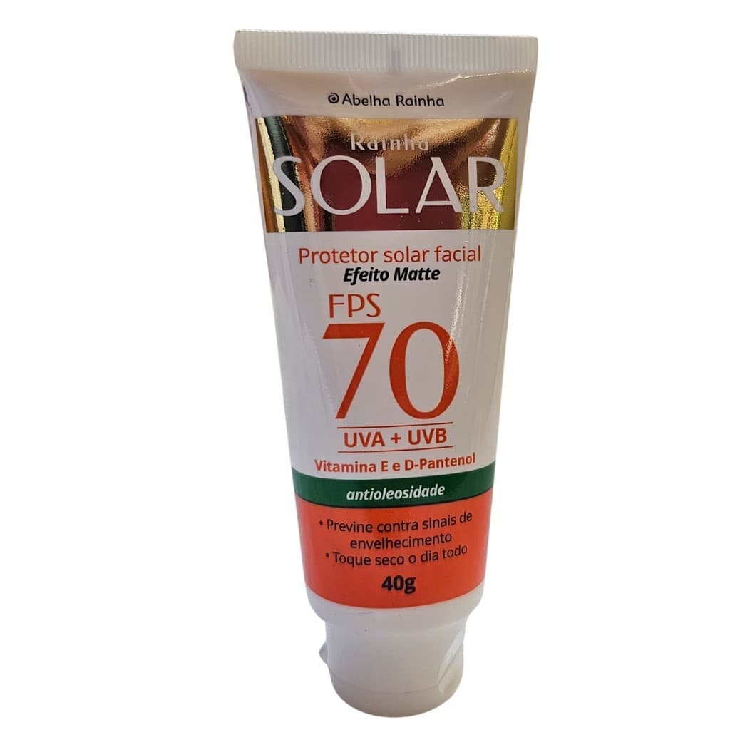 Protetor Solar Facial Antioleosidade Efeito Matte FPS 70 Rainha Solar Abelha Rainha 40g