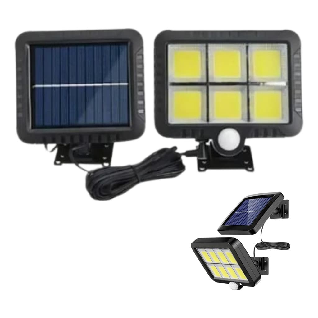 Solar Led Parede Luminária 120led Cob Sensor Presença 3 Funções