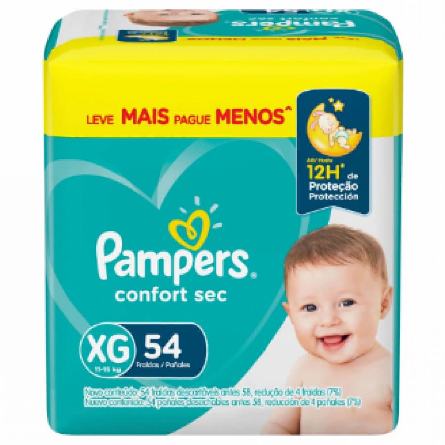 Fralda Pampers Confort Sec XG 54 Unidades - Proteção e Conforto Prolongado para o Seu Bebê