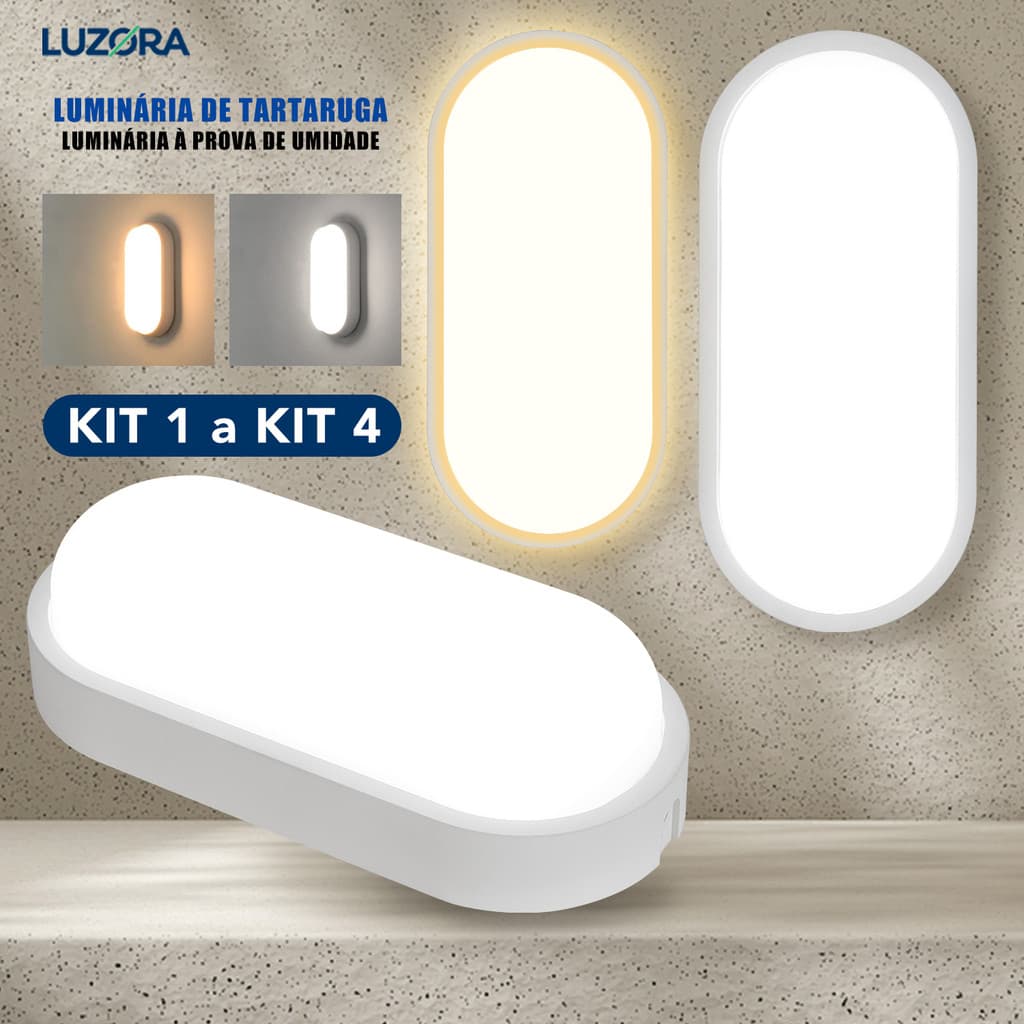KIT 1 a 4 Luminária Arandela Tartaruga Led 8W/15W Bivolt  Impermeável para Sacada Corredor e Jardim