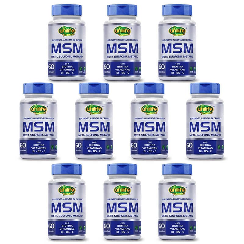 MSM METILSULFONILMETANO VITAMINAS BIOTINA B1 B5 VITAMINA C 60 CAPS UNILIFE KIT 10 UNID