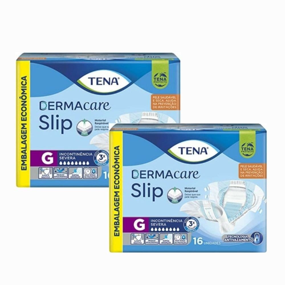 Kit 2 Pacotes Fralda Tena Slip Dermacare Com 16 Und Cada