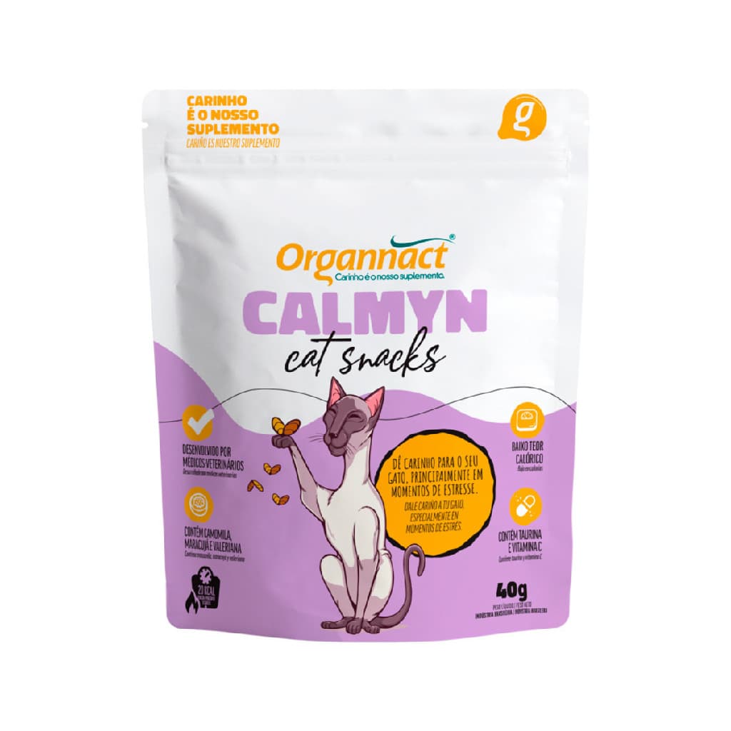 Suplemento Organnact Calmyn Cat Snacks 40g Pra Gatos