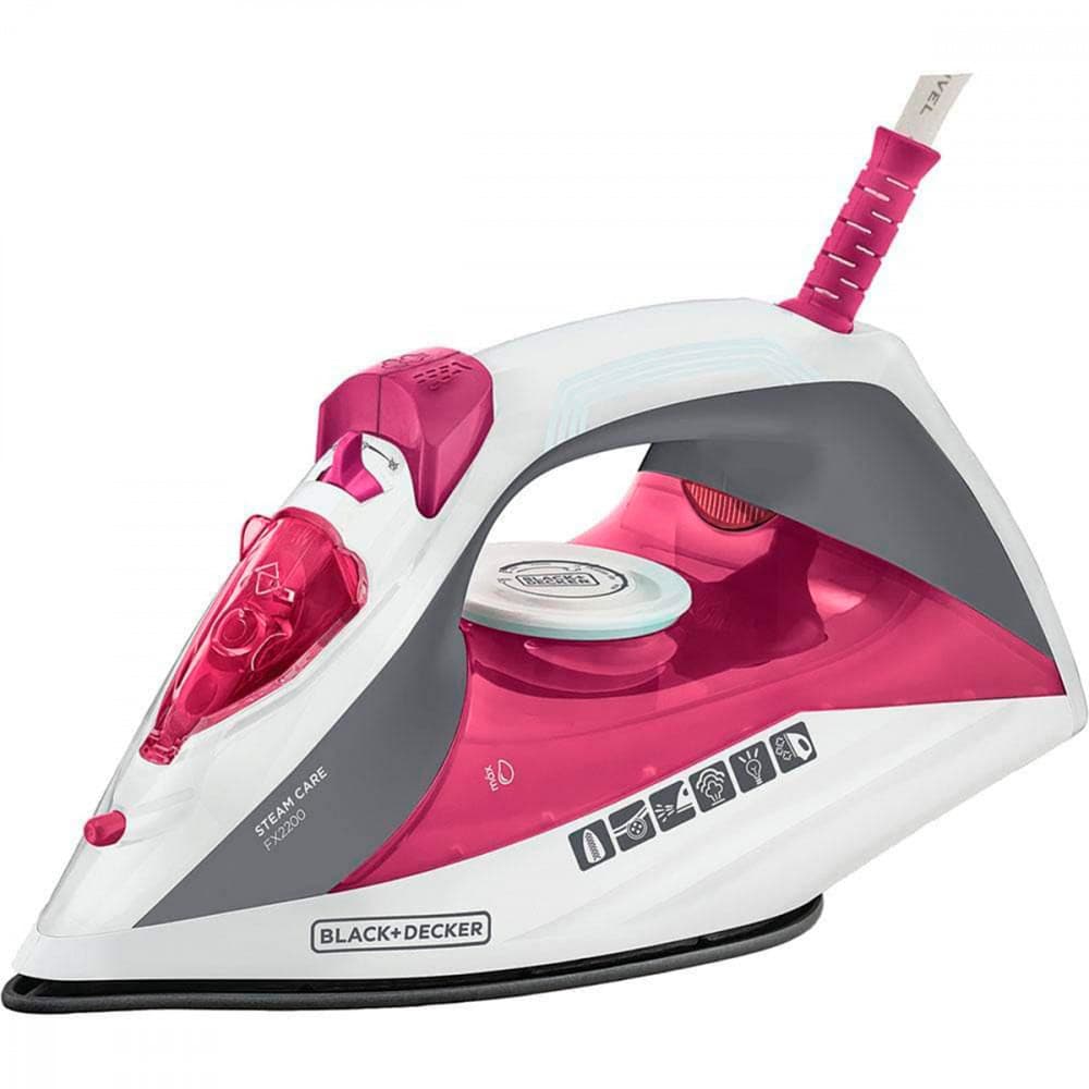 Ferro de Passar Roupa a Vapor Black + Decker Com Vapor Extra Antiaderente 220V 1200w Rosa