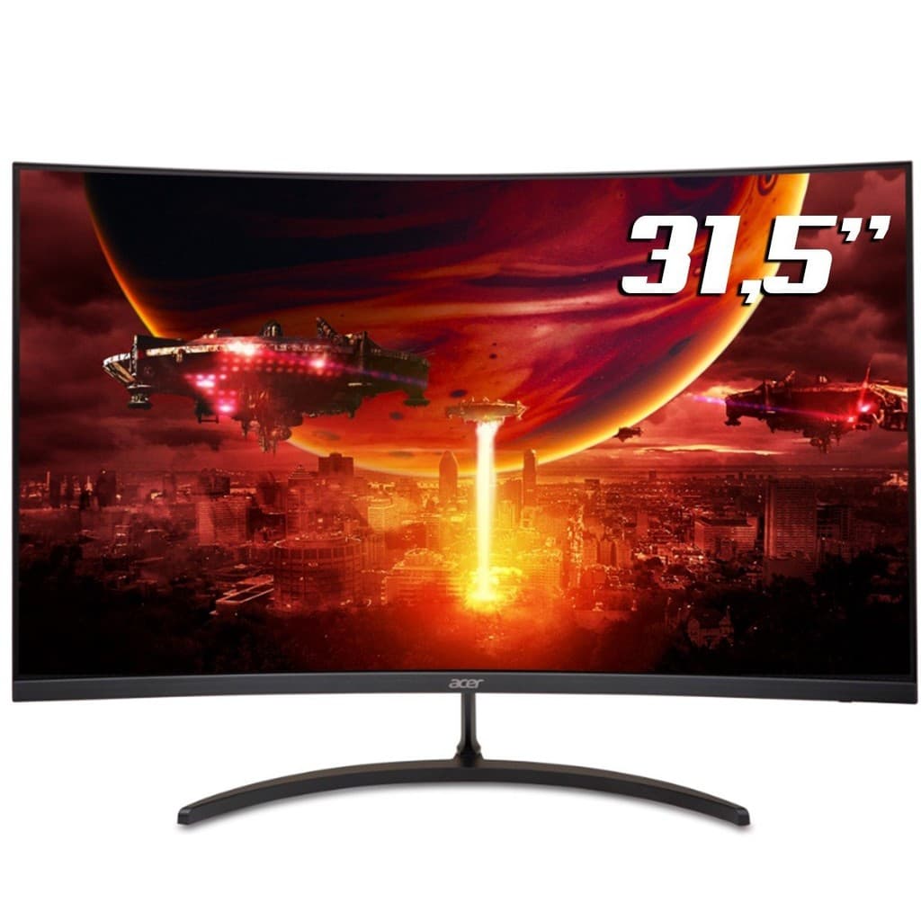 Monitor Gamer Acer Nitro EDT320Q, 31,5 Pol, Curvo, FHD, 180Hz, 1Ms, FreeSync, Preto