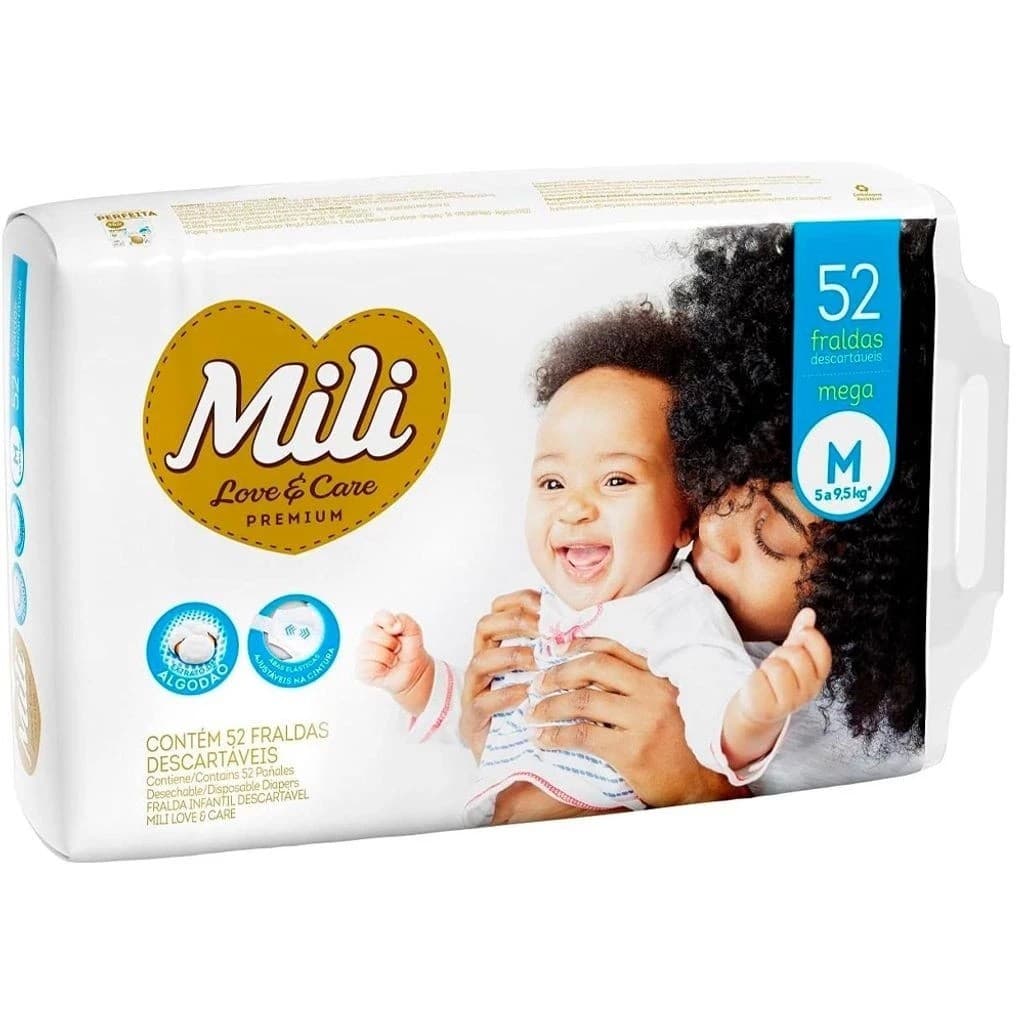 Fralda Descartável Mili Love & Care Tam M 52 Fraldas - Mili