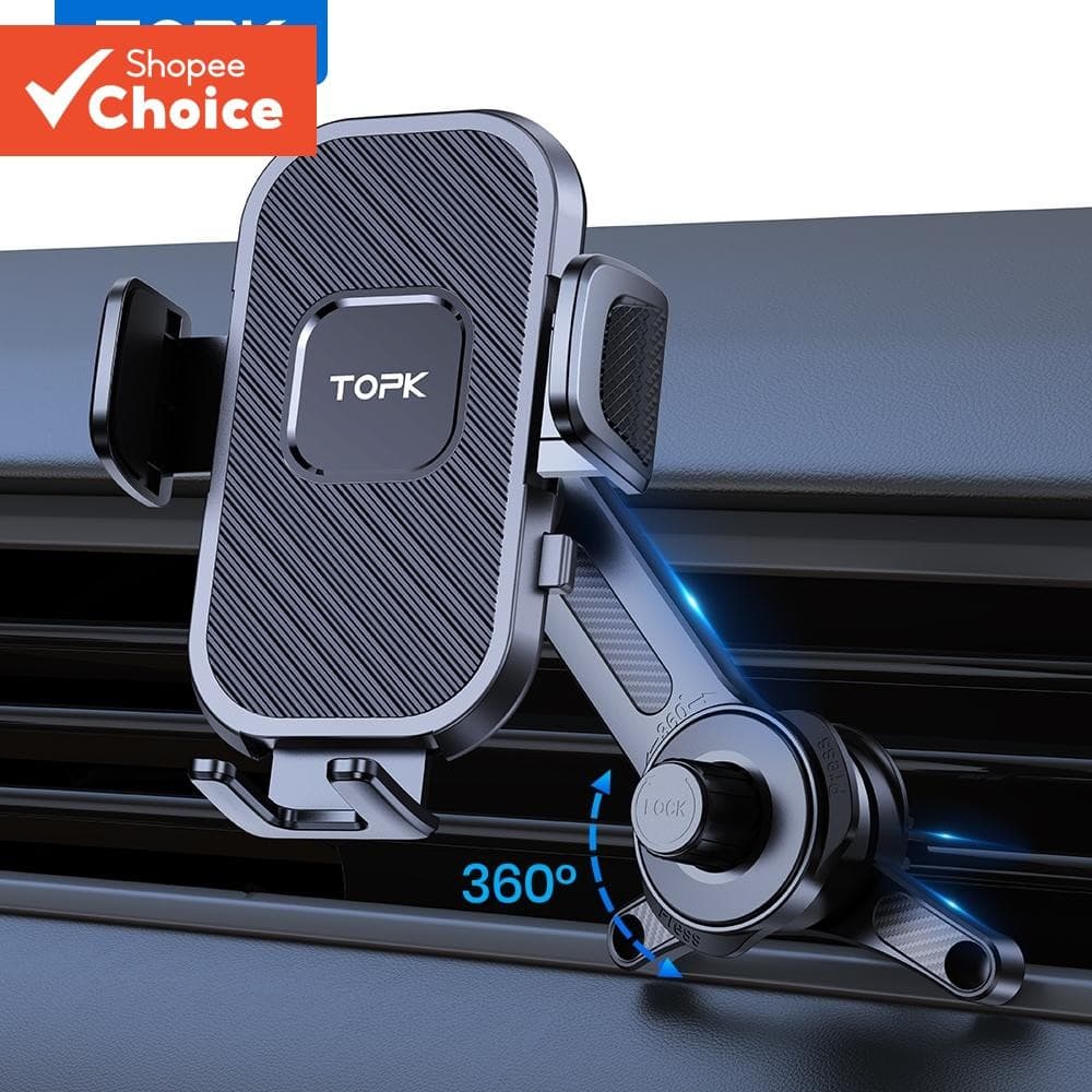 Suporte De Telefone Para Carro TOPK-Braçadeira Mais Larga E Gancho De Metal , Clipe De Ventilação De Ar Capas Grossas