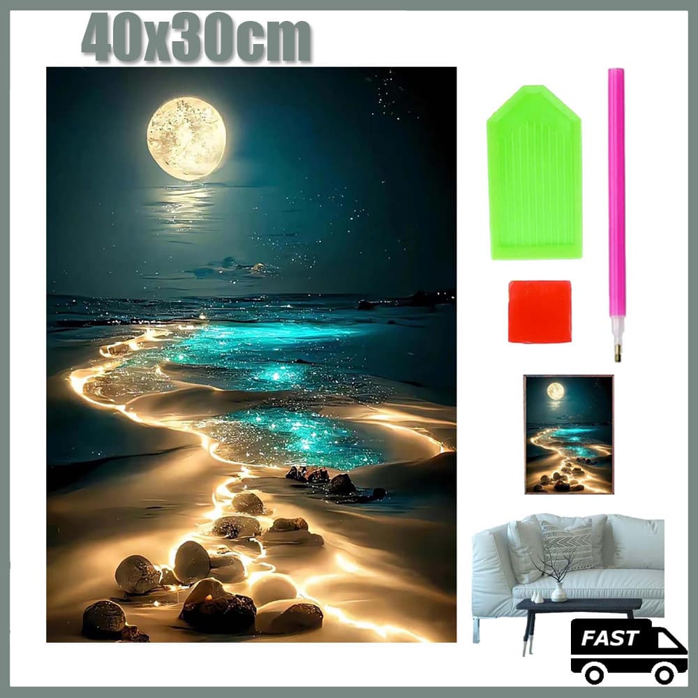 5D DIY Pintura Diamante Bordado Arte Em Tela Artesanato Artesanal Lazer Decoração De Parede Luz do luar 40x30cm