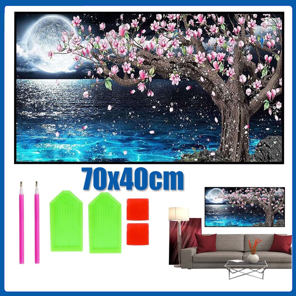 Pintura Diamante 5D Pintura de Diamante Conjunto De Pintura Com Diamante Para AdultosPessegueiro à noite