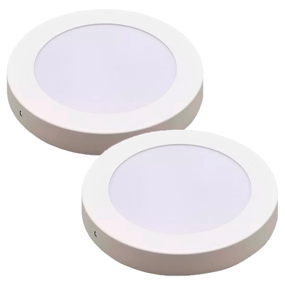 Kit Luminária Plafon LED Redondo de Sobrepor 24W - 4000K Com 2 Unidades (520,0052) - Noll LED