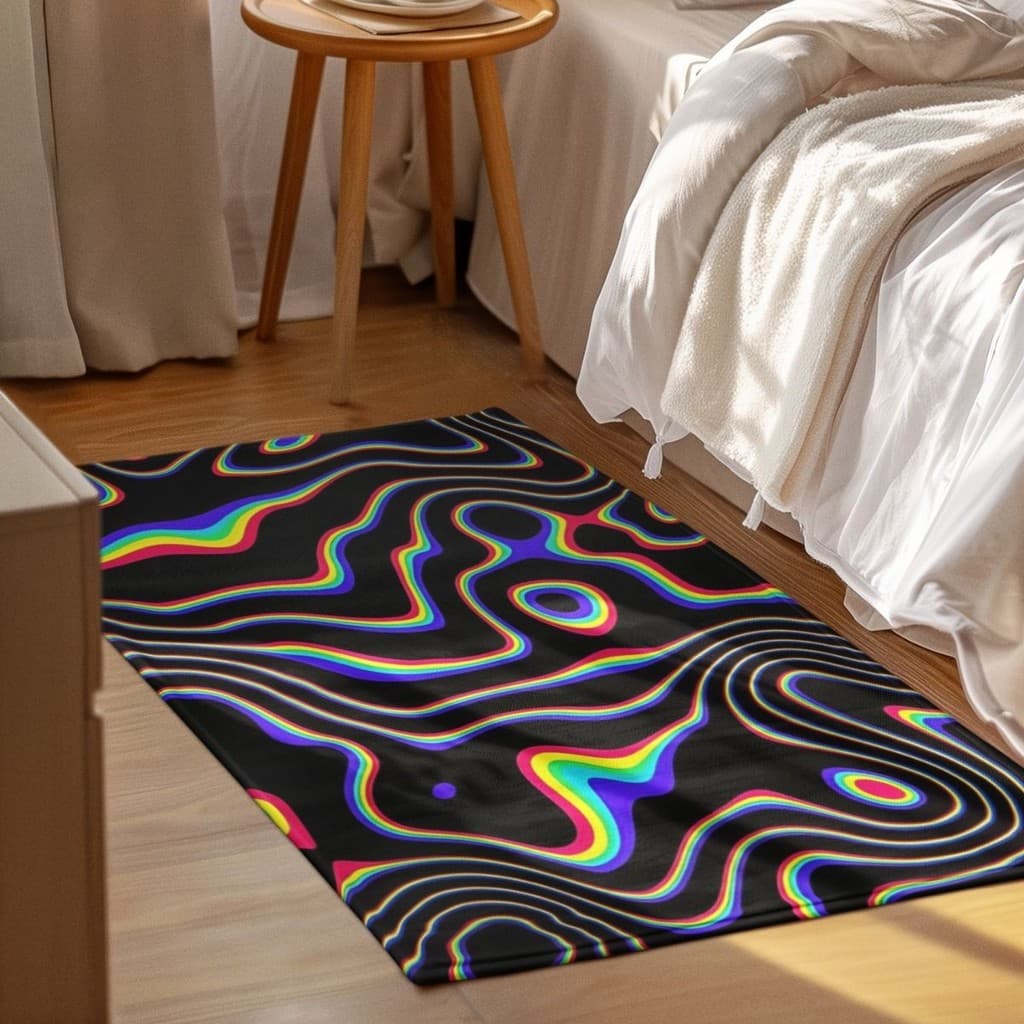 Tapete Decorativo 118x70cm Antiderrapante Sala, Quarto, Espaço Formas