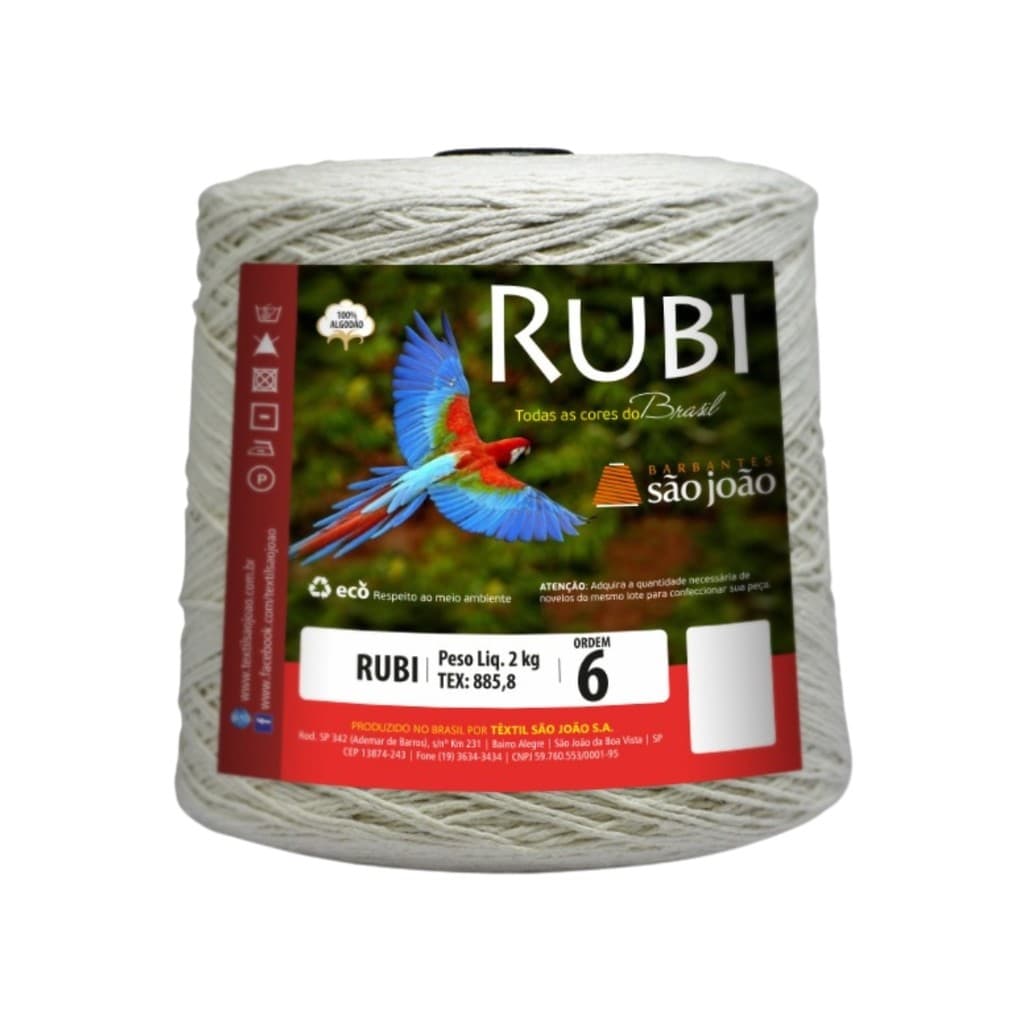 Barbante Rubi São João Fio 6 Crú 2kg | Ideal para Crochê e Artesanato