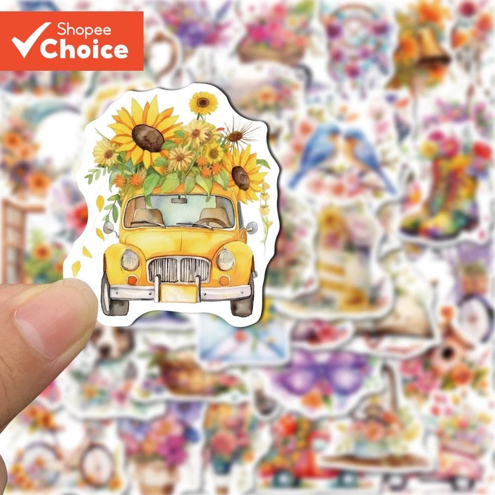 50pcs Autocolantes de Desenho Animado Flower Exquisite DIY Phone Case para iPad e iPhone