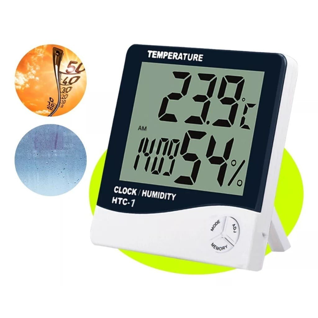 Termo Higrômetro e Relógio digital Medidor de Umidade e Temperatura HTC1