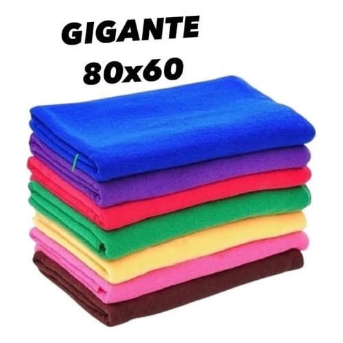 Panos Chão Microfibra Gigante Kit 5 Un 80x60cm Direto de Fábrica Multiuso Seca Limpa Casa Carro Quintal Frete Grátis